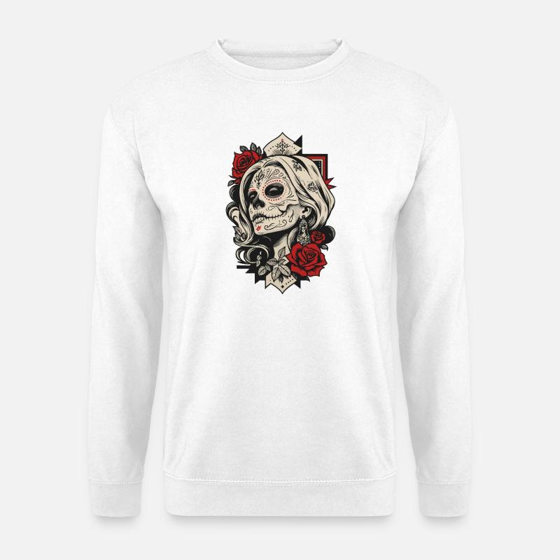 Sugar Skull Queen Rosen - Unisex Pullover - Weiß