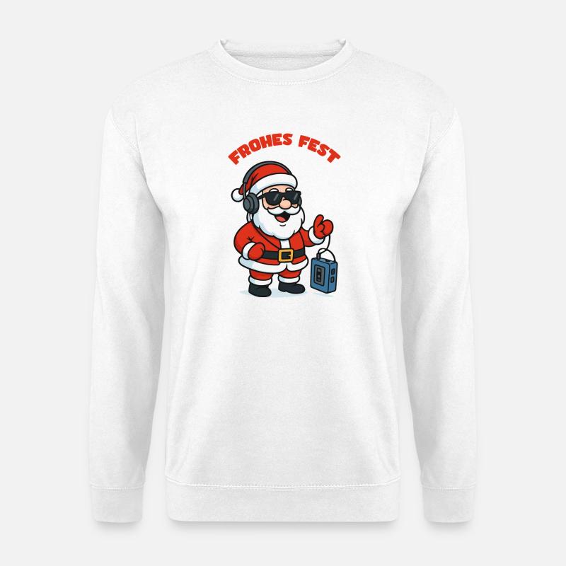  Weihnachtsmann mit Kopfhörer - Unisex Pullover - Weiß