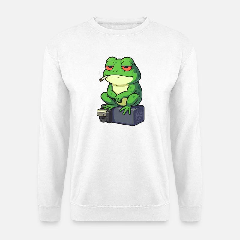 Frog Relax with a Cigarette - Unisex Sweatshirt - white