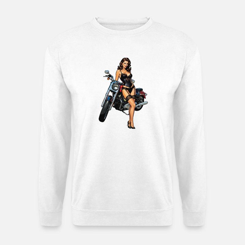 Mädchen mit Motorrad feststecken - Unisex Pullover - Weiß