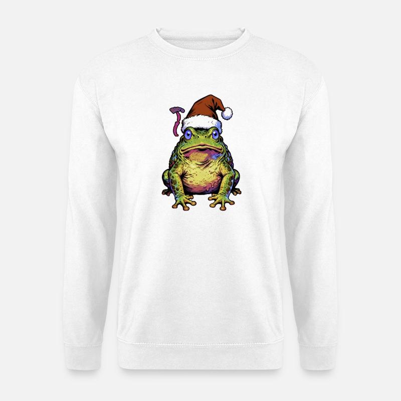 Frosch im Santa Hut Pop Art - Unisex Pullover - Weiß