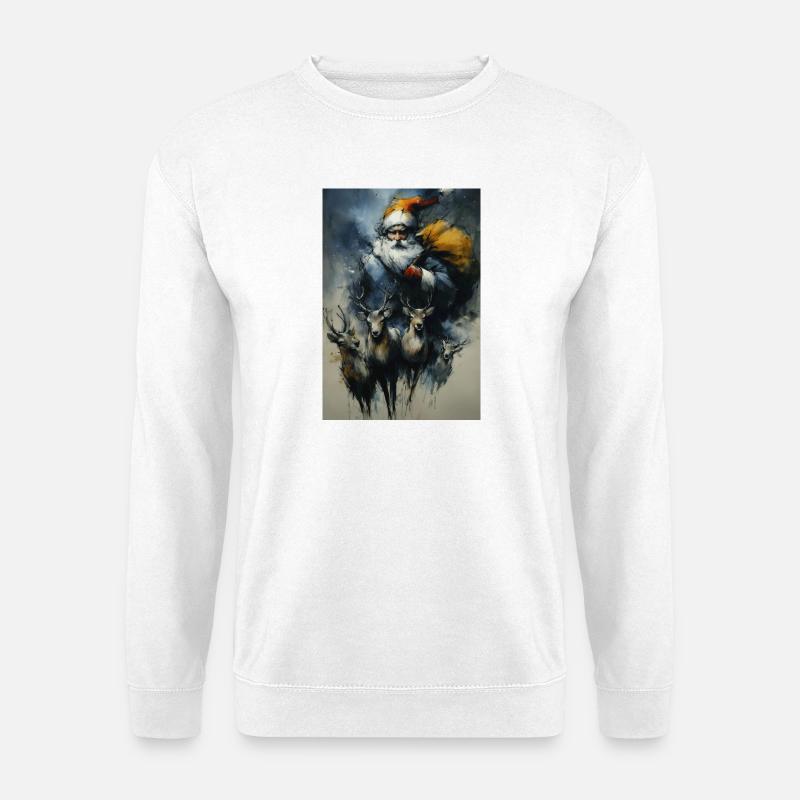 Weihnachtsmann-und-Rentier-Winterschlitten - Unisex Pullover - Weiß