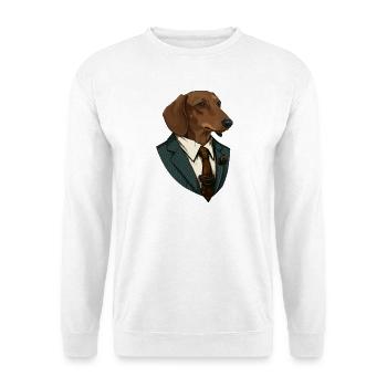 Dackel im Anzug - Unisex Pullover - Weiß - Vorne