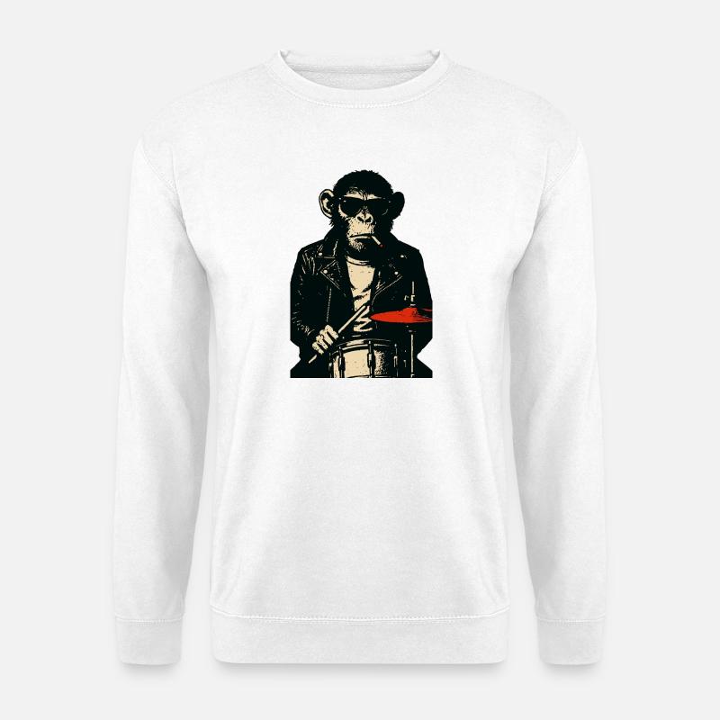Chimp Rebel Trommler - Unisex Pullover - Weiß