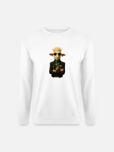 Punkgoat with star band - Unisex Sweatshirt - white