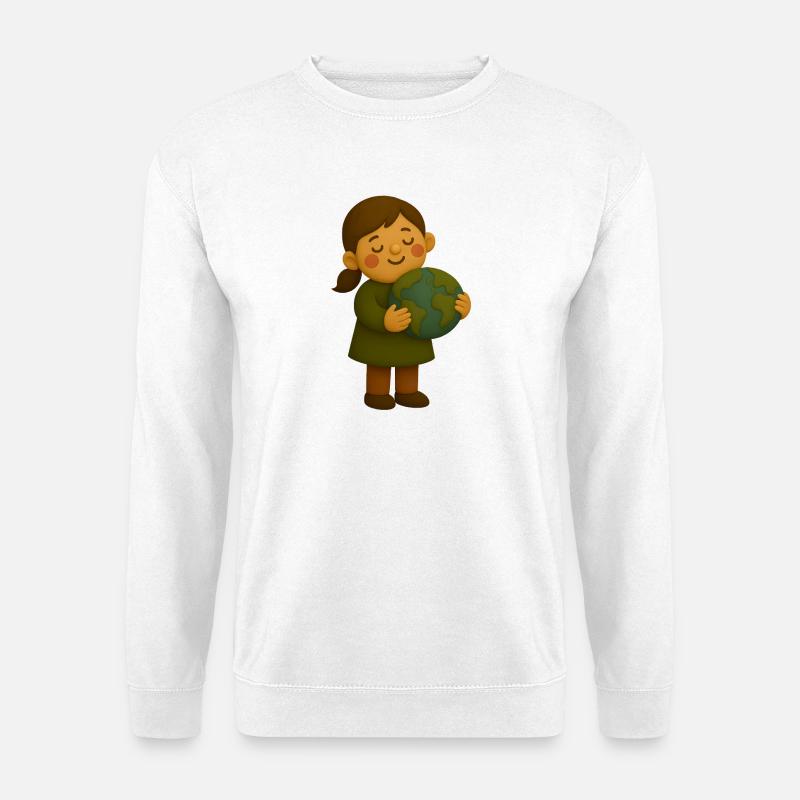Little environmentalist with globe - Unisex Sweatshirt - white