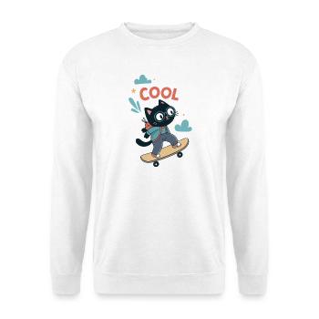 Skater Cat - Unisex Pullover - Weiß - Vorne