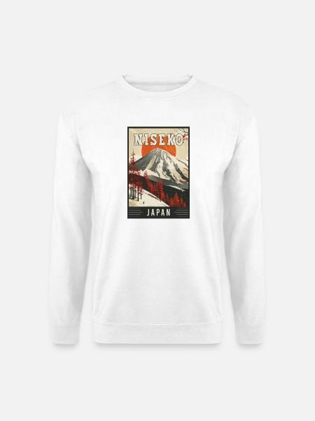 Winterparadies in Niseko Japan Vintage-Reisekunst - Unisex Pullover - Weiß