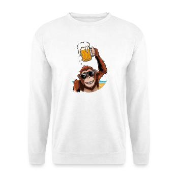 Funny monkey with beer mug on the beach party monkey - Unisex Sweatshirt - white - Front