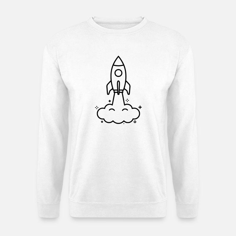 Rocket Clouds Kawaii Outline - Unisex Sweatshirt - white