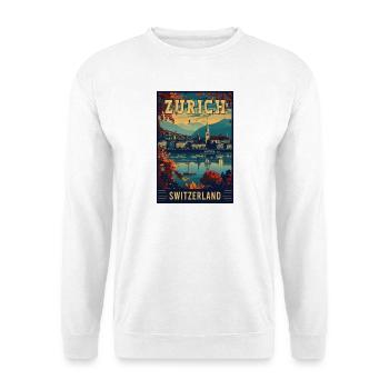 Explore Zurich in Switzerland Vintage Travel Art - Unisex Sweatshirt - white - Front