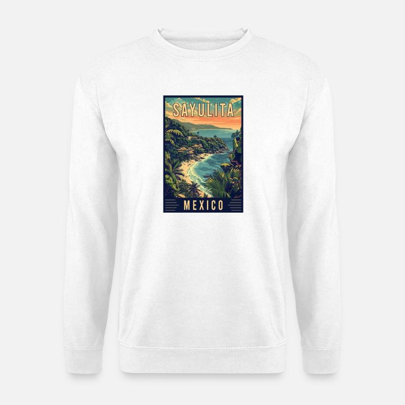 Entdecke Sayulita Mexiko – Reisekunst - Unisex Pullover - Weiß