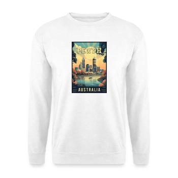 Entdecken Sie die Stadt am Swan River Perth in Australien - Unisex Pullover - Weiß - Vorne