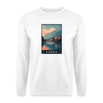 Explorez les Alpes balnéaires et les villes historiques d’Albanie - Sweat-shirt Unisexe - blanc - Devant