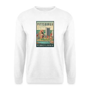 Explore Skyline of Pittsburgh in Pennsylvania - Unisex Sweatshirt - white - Front