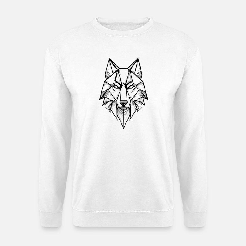Modern Symmetrical Geometric Wolf - Unisex Sweatshirt - white
