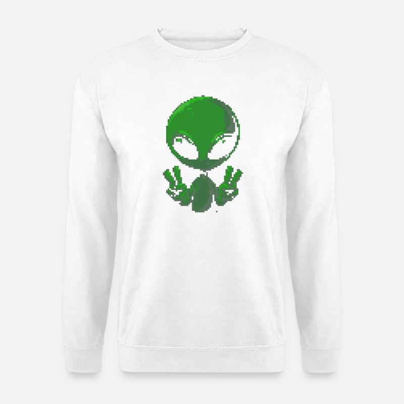 Pixel Alien Peace Sign - Unisex Sweatshirt - white