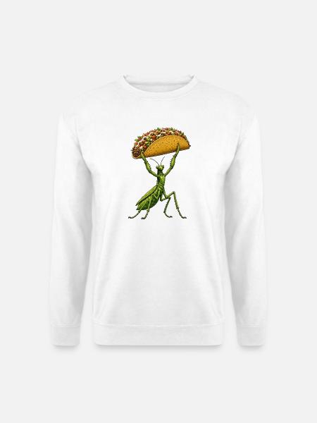 Gottesanbeterin Comic Taco Mexikanisch Essen - Unisex Pullover - Weiß