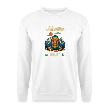 Wandern. Outdoor-Abenteuer warten - Unisex Pullover - Weiß - Vorne - Alina (178cm) & Michal (187cm)