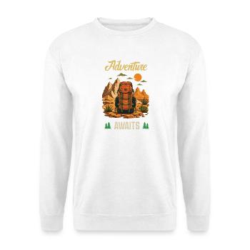 Wandern. Outdoor-Abenteuer warten - Unisex Pullover - Weiß - Vorne - Alina (178cm) & Michal (187cm)
