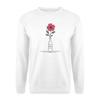 Blume rosa in Weinflasche - Unisex Pullover - Weiß - Vorne