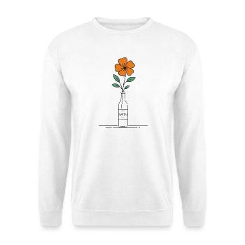 Blume orange in Weinflasche - Unisex Pullover - Weiß - Vorne