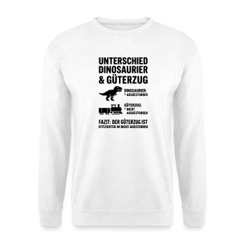 Unterschied Dinosaurier & Güterzug – Lustiges Meme - Unisex Pullover - Weiß - Vorne