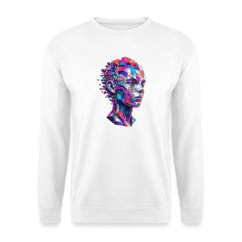 Geometrisches Farbporträt aus Pixelblöcken - Unisex Pullover - Weiß - Vorne