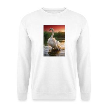 Cygne Perle au Coucher du Soleil - Sweat-shirt Unisexe - blanc - Devant