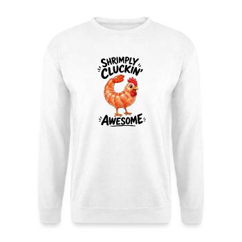Henne mit Shrimps Lustiges Cartoon Motiv - Unisex Pullover - Weiß - Vorne
