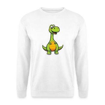 Dinosaure joyeux avec un ventre orange - Sweat-shirt Unisexe - blanc - Devant