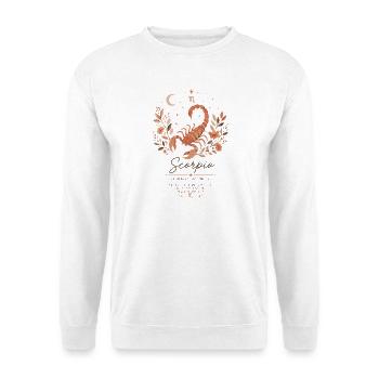 Skorpion Tierkreis Terrakotta Botanische Astrologie Boho - Unisex Pullover - Weiß - Vorne - Alina (178cm) & Michal (187cm)