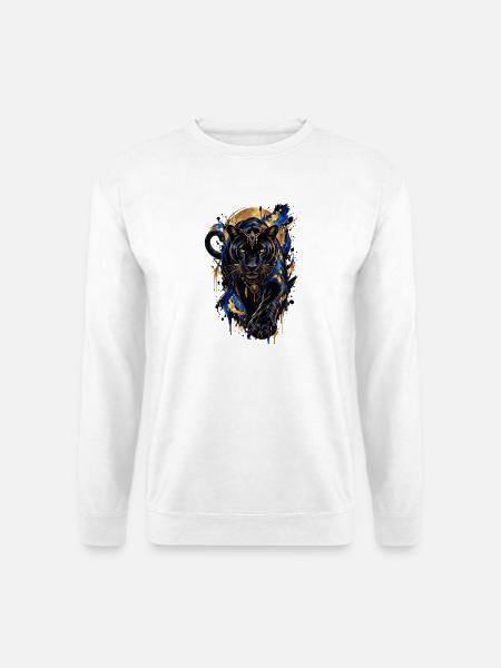 Panthère noire or et bleu - Unisex Pullover - Weiß