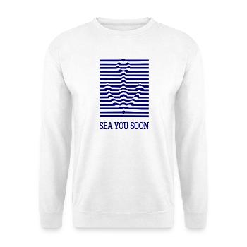 SEA YOU SOON –  maritimer Anker - Unisex Pullover - Weiß - Vorne - Alina (178cm) & Michal (187cm)