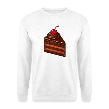 Schokoladenkuchen mit Kirsche - Unisex Pullover - Weiß - Vorne - Alina (178cm) & Michal (187cm)