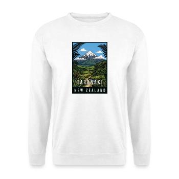 Erleben Sie den Taranaki Mountain in Neuseeland - Unisex Pullover - Weiß - Vorne - Alina (178cm) & Michal (187cm)