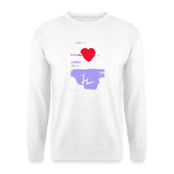 Kunstmotiv Herz von Jörg Langhans - Unisex Pullover - Weiß - Vorne - Alina (178cm) & Michal (187cm)