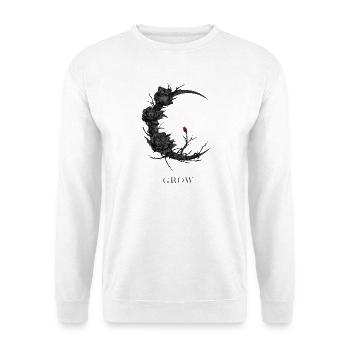 Dunkler Rosenmondkranz - Grow - Unisex Pullover - Weiß - Vorne - Alina (178cm) & Michal (187cm)