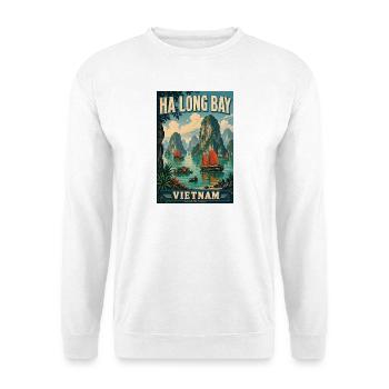 Erleben Sie die Kalksteinkarste der Ha Long Bay, Vietnam - Unisex Pullover - Weiß - Vorne - Alina (178cm) & Michal (187cm)