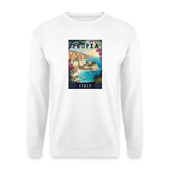 Entdecken Sie die mediterrane Atmosphäre von Tropea in Italien - Unisex Pullover - Weiß - Vorne - Alina (178cm) & Michal (187cm)