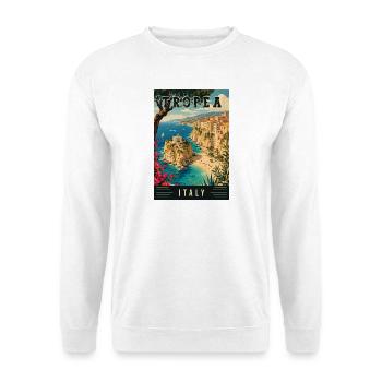 Erleben Sie die mediterrane Atmosphäre von Tropea in Italien - Unisex Pullover - Weiß - Vorne - Alina (178cm) & Michal (187cm)