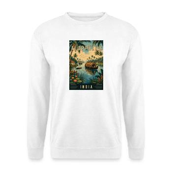 Erleben Sie die Backwaters von Alappuzha in Indien - Unisex Pullover - Weiß - Vorne - Alina (178cm) & Michal (187cm)
