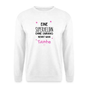 Tante Superheldin - Unisex Pullover - Weiß - Vorne - Alina (178cm) & Michal (187cm)