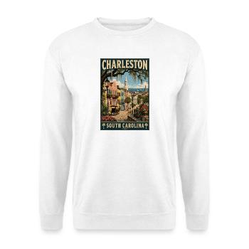 Entdecken Sie die historische Stadt Charleston, South Carolina - Unisex Pullover - Weiß - Vorne - Alina (178cm) & Michal (187cm)