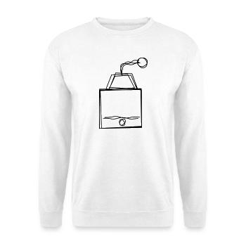 Kaffeemühle handgezeichnet - Unisex Pullover - Weiß - Vorne - Alina (178cm) & Michal (187cm)