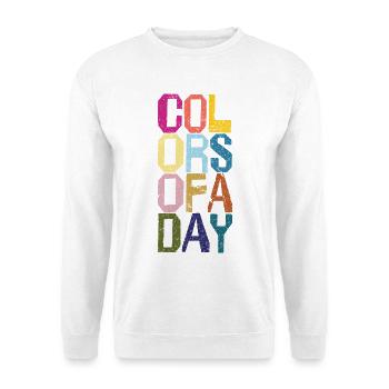 Farben des Tages - Unisex Pullover - Weiß - Vorne - Alina (178cm) & Michal (187cm)