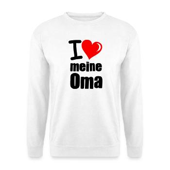 I Love meine Oma - Unisex Pullover - Weiß - Vorne - Alina (178cm) & Michal (187cm)
