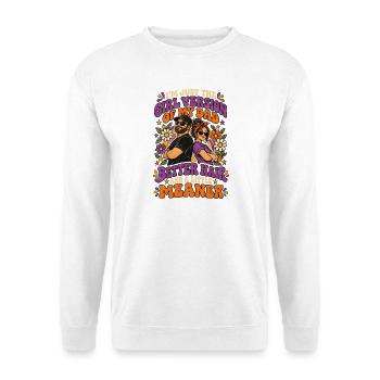 Mädchenversion meines Vaters Besseres Haar, gemeiner Retro - Unisex Pullover - Weiß - Vorne - Alina (178cm) & Michal (187cm)