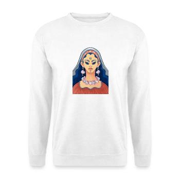 Hexe mit menschlichen Ohrringen und Halskette - Unisex Pullover - Weiß - Vorne - Alina (178cm) & Michal (187cm)