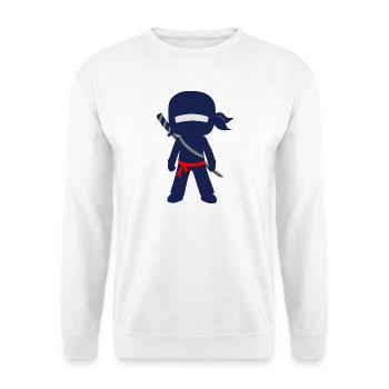 Ninja mit Schwert und Bandana - Unisex Pullover - Weiß - Vorne - Alina (178cm) & Michal (187cm)